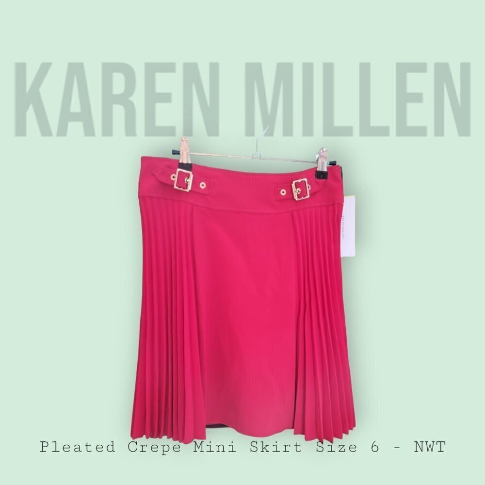 Karen Millen Hot Pink Pleated Mini Skirt